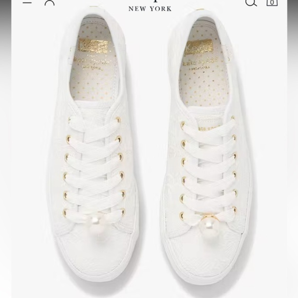 Kate Spade Triple kick New York floral eyelet & pearl Ked sneaker’s 10